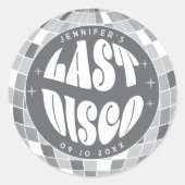 Laatste Disco 70s Retro Groovy Meidenavond Ronde Sticker (Voorkant)