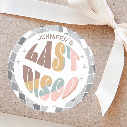 Laatste Disco 70s Retro Groovy Meisjesfeest Ronde Sticker
