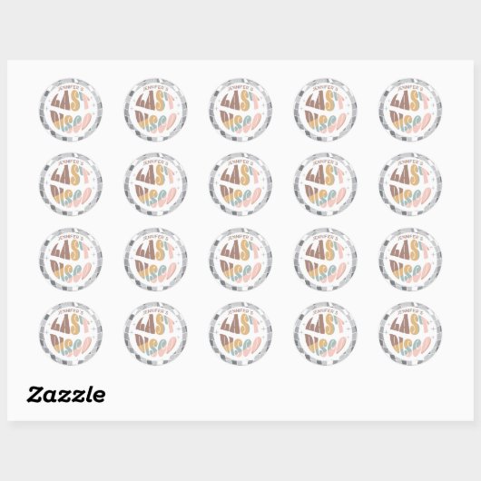 Laatste Disco 70s Retro Groovy vrijgezellenfeest Ronde Sticker (Vel)