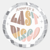 Laatste Disco 70s Retro Groovy vrijgezellenfeest Ronde Sticker (Voorkant)