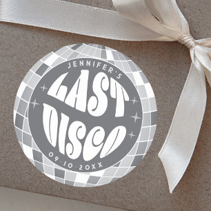 Laatste Disco 70s Retro Groovy vrijgezellenfeest Ronde Sticker