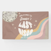Laatste Disco 70s Retro Groovy vrijgezellenfeest Spandoek (Horizontaal)