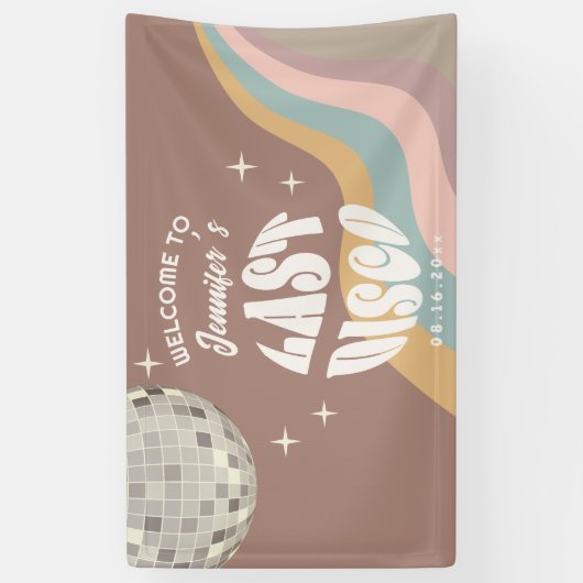 Laatste Disco 70s Retro Groovy vrijgezellenfeest Spandoek (Verticaal)