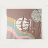 Laatste Disco 70s Retro Groovy vrijgezellenweekend Wandkleed (Voorkant (horizontaal))