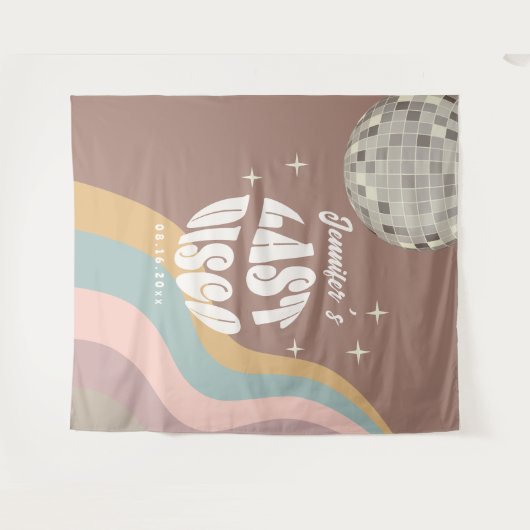 Laatste Disco 70s Retro Groovy vrijgezellenweekend Wandkleed (Voorkant (horizontaal))