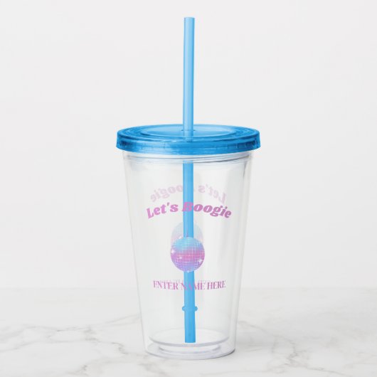 Laatste Disco Bachelorette-feest Custom Naam Tumbl Acryl Drinkbeker (Voorkant)