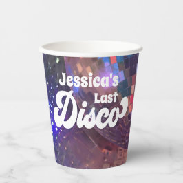 Laatste Disco Bachelorette Feest Paarse Spiegelbal Papieren Bekers