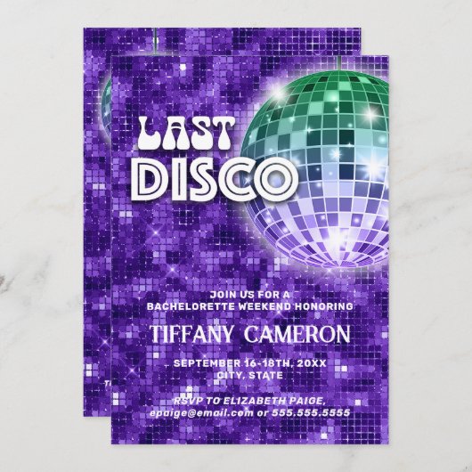 Laatste Disco Bachelorette Kaart (Voorkant / Achterkant)