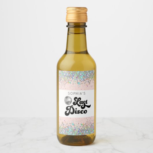 Laatste Disco Bachelorette Mini Wine Labels Wijn Etiket (Voorkant)