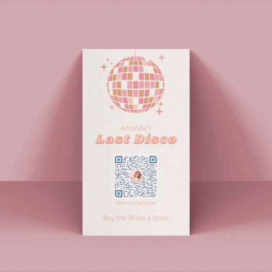 Laatste Disco Bachelorette Party Venmo Kaart Plaatskaartje