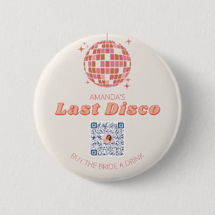 Laatste Disco Bachelorette Party Venmo QR Code Pin Ronde Button 5,7 Cm