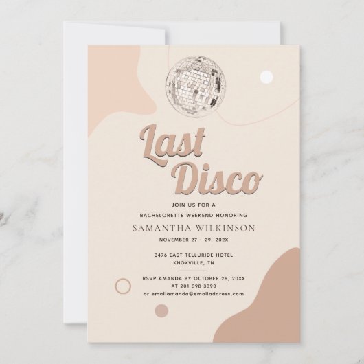 Laatste Disco Bachelorette Retro 70 Weekend Route Kaart (Voorkant)