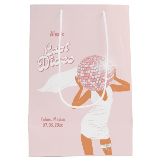 Laatste Disco Bachelorette Roze Medium Cadeauzakje (Achterkant)