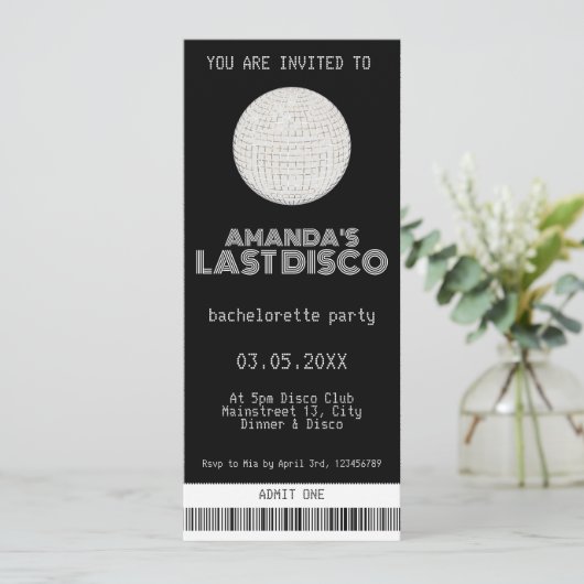 Laatste Disco Bachelorette Silver Ticket Kaart (Staand voorkant)