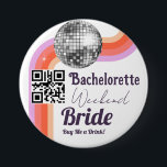Laatste Disco Bachelorette Weekend Button<br><div class="desc">Laatste Disco vrijgezellenfeest retro paarse sjabloon. Aangepaste,  gepersonaliseerde,  bewerkbare download,  retro groovy disco volwassen partij</div>