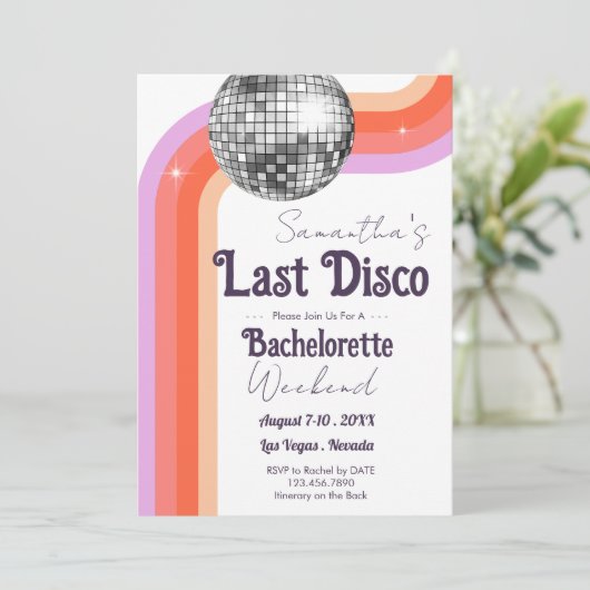 Laatste Disco Bachelorette Weekend en Reisprogramm Kaart (Staand voorkant)