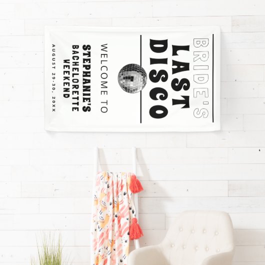 Laatste Disco Bachelorette Weekend zwart-wit Spandoek (Insitu)