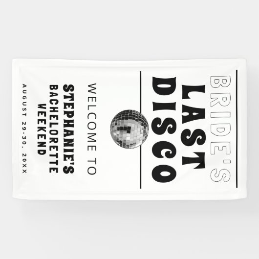 Laatste Disco Bachelorette Weekend zwart-wit Spandoek (Horizontaal)