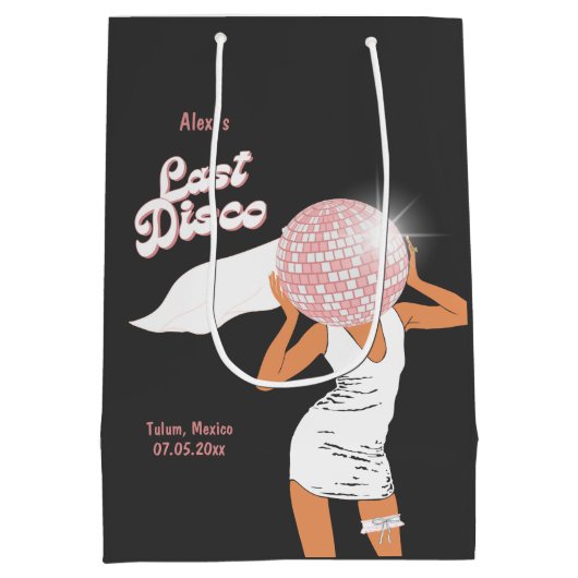 Laatste Disco Bachelorette Zwart Medium Cadeauzakje (Achterkant)