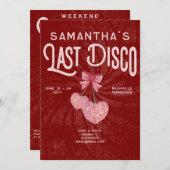 Laatste Disco Bal Coquette Kersen Rood Vrijgezelle Kaart (Voorkant / Achterkant)