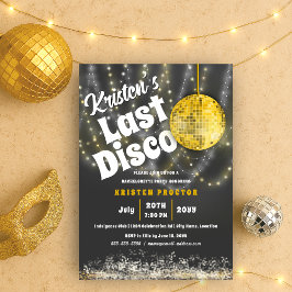Laatste Disco Bash vrijgezellenfeest Glam Gold Kaart