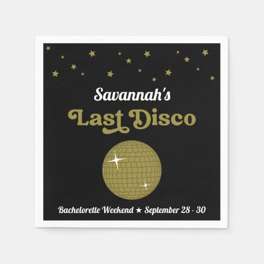 Laatste Disco Bruid Bachelorette Feest Groovy Retr Servet (Voorkant)