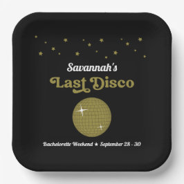 Laatste Disco Bruid Hen Party Groovy Retro Papieren Bordje