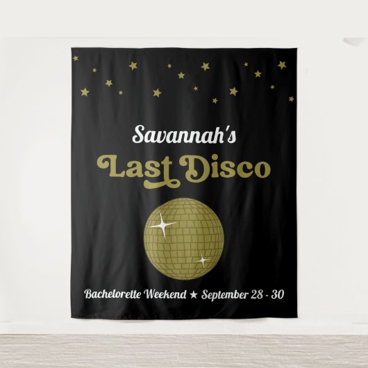 Laatste Disco Bruid vrijgezellenfeest Groovy Retro Wandkleed (Voorkant)