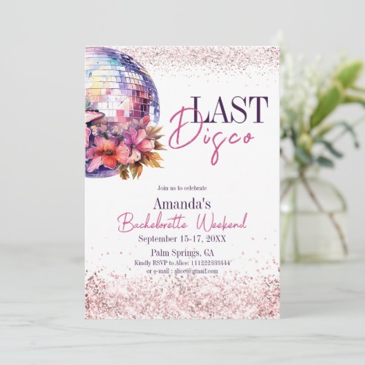Laatste Disco Dance Ball Bloemen Bachelorette Part Kaart (Staand voorkant)
