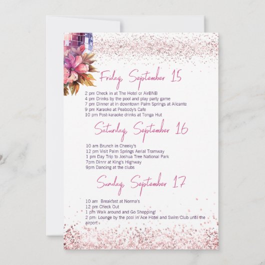 Laatste Disco Dance Ball Bloemen Bachelorette Part Kaart (Achterkant)