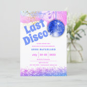 Laatste Disco Glam Retro Blue Pink Bachelorette Kaart (Staand voorkant)