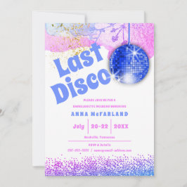 Laatste Disco Glam Retro Roze Blauw Bruidsfeest Kaart