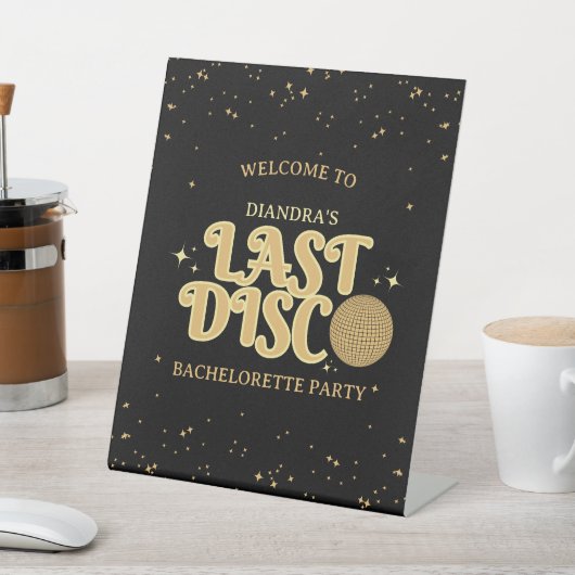 Laatste Disco Golden Retro Bachelorette Welkom Reclamebord Met Voetstuk (Insitu)