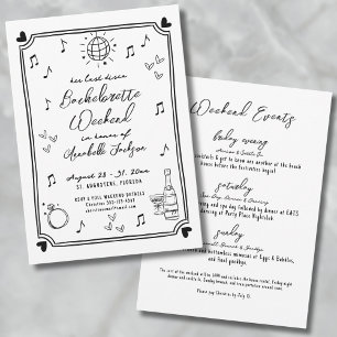 Laatste Disco Hand getrokken vrijgezellenfeest Kaart