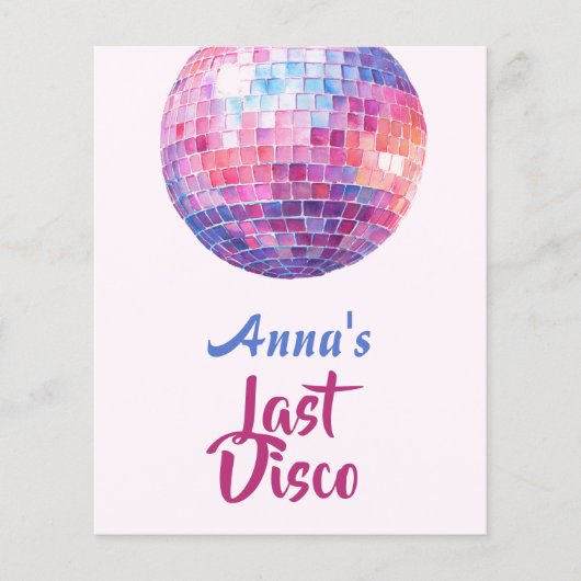 Laatste Disco Meidenavakantie | Roze Vliegers Flyer (Voorkant)