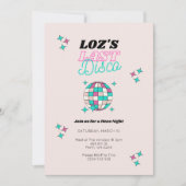 Laatste Disco Neon Pink Hens Party uitnodiging (Voorkant)