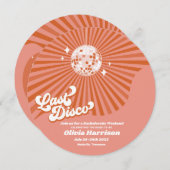 Laatste Disco Retro 70's Bachelorette Weekend Part Kaart (Voorkant / Achterkant)