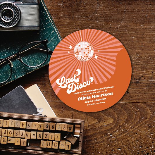 Laatste Disco Retro 70's Bachelorette Weekend Part Kaart