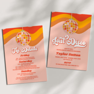 Laatste Disco Retro 70s Bachelorette Weekend Party Kaart