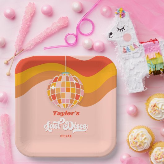 Laatste Disco Retro 70s Bachelorette Weekend Party Papieren Bordje (Feest)