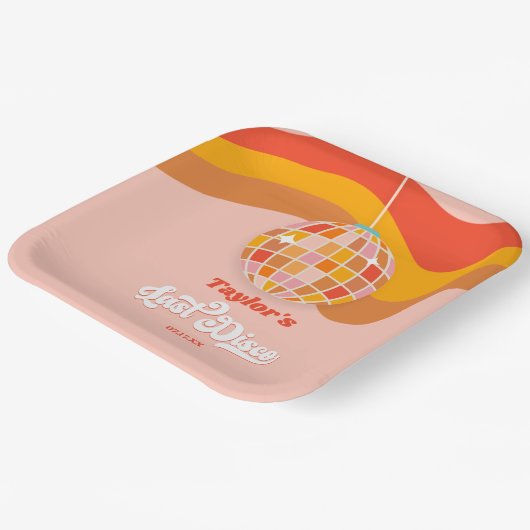 Laatste Disco Retro 70s Bachelorette Weekend Party Papieren Bordje (Gebogen)