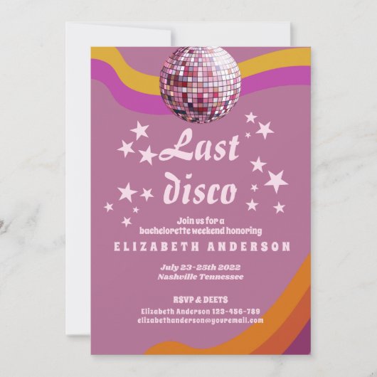 Laatste Disco Retro 70s vrijgezellenweekend Kaart (Voorkant)