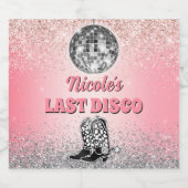 Laatste Disco Retro Bachelorette Custom Sparkling Wijnetiket (Enkel label)
