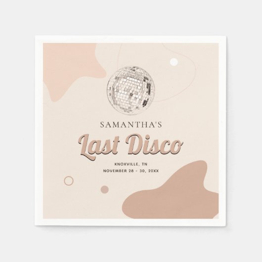 Laatste Disco Retro Bachelorette Feest Papier Servet (Voorkant)