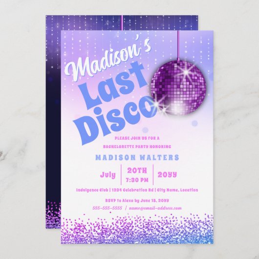 Laatste Disco Retro Bachelorette Kaart (Voorkant / Achterkant)