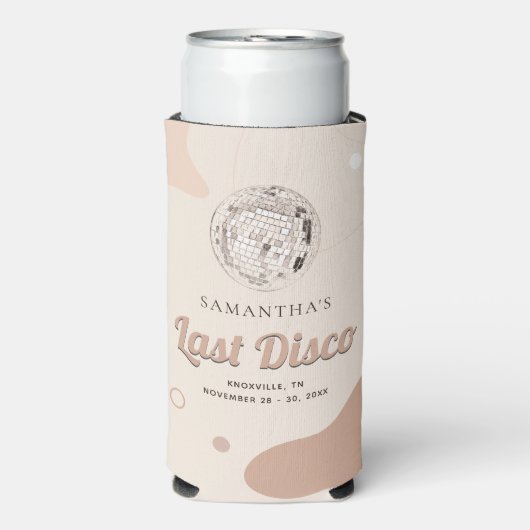 Laatste Disco Retro Bachelorette Party Custom Seltzer Blikjeskoeler (Seltzer Voorkant)