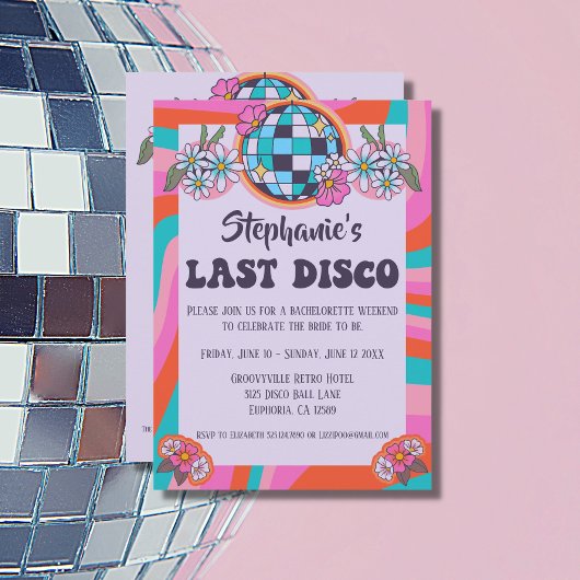 Laatste Disco Retro Bachelorette Uitnodiging