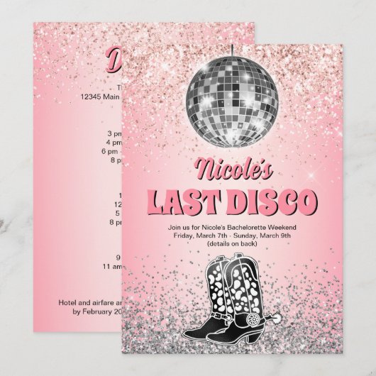 Laatste Disco Retro Bachelorette Weekend Kaart (Voorkant / Achterkant)