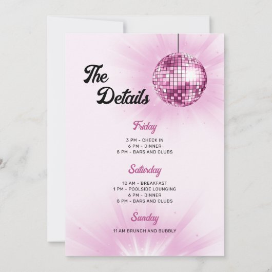 Laatste Disco Retro Bachelorette Weekend Party Kaart (Achterkant)