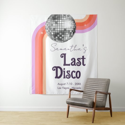 Laatste Disco Retro Bachelorette Weekend Tapester Wandkleed (In situ)